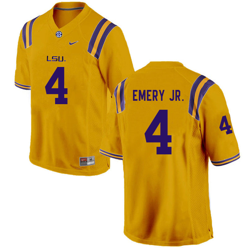 Men #4 John Emery Jr. LSU Tigers College Football Jerseys Sale-Gold - Click Image to Close